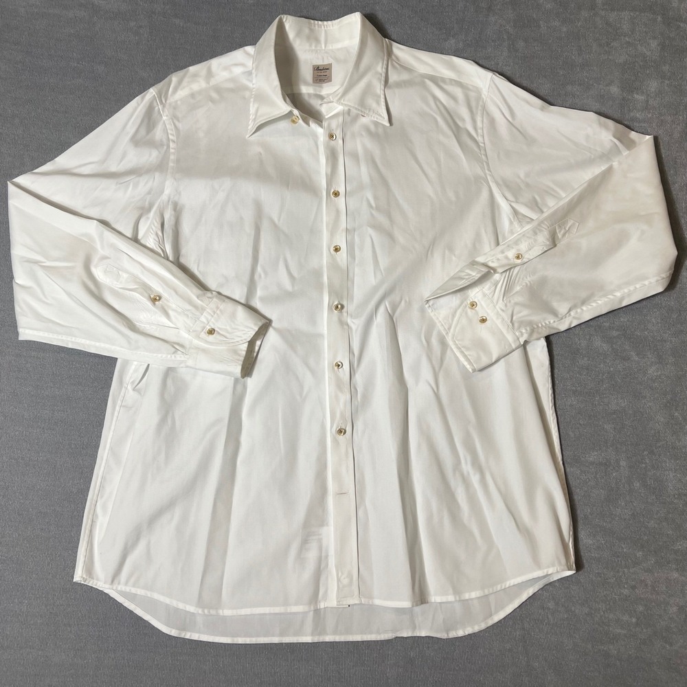 Stenstroms Mens Fitted Body Dress Shirt White 100% Twofold Cotton 2XL XXL